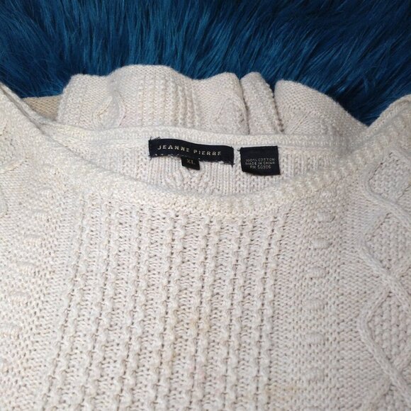 Jeanne Pierre XL Cotton/Chunky Fisherman's Knit, Eclectic Granny, Rolled neck - Picture 5 of 6